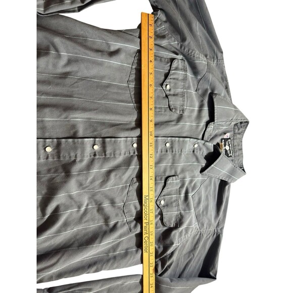 VTG Flying R Ranchwear Western Shirt Mens L Gray Striped Pearl Snap USA made - Picture 10 of 13